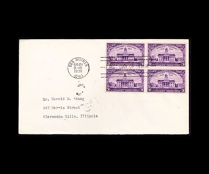 USA 1938 IOWA CENTENNIAL - IOWA STATE CAPITOL 838 FDC BLOCK - Picture 1 of 1