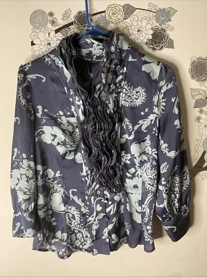 Lapis Women’s Size M Ruffle Floral Blouse with Buttons Light Purple - Изображение 1 из 4