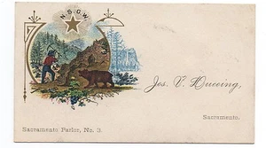 1880s NSGW Native Sons Card J Ducoing Sacramento CA - Bild 1 von 1