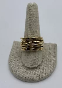 Gold Tone Intertwined Crossover Chunky Wide Band Statement Ring Size 9 - Picture 1 of 6
