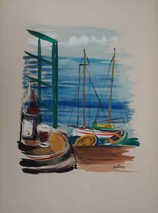 Moïse KISLING : Le port de Cannes, Gravure originale signée - Picture 1 of 6