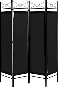 4 Panel Room Divider Screen, 6 Ft Steel Frame Folding Privacy Screen, Portable F - Picture 1 of 7