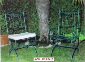 SEDIA IN FERRO BATTUTO FORGIATA A MANO ARTIGIANALE X TERRAZZO ESTERNO GIARDINO - Foto 1 di 8