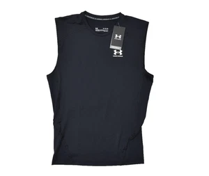 Under Armour Men's HeatGear Compression Sleeveless Size XL T-Shirt Black NEW - Picture 1 of 8