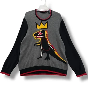 Sean John x Basquiat Art Mens Long Sleeved Crew Neck Sweater Gray Black Size 2xl - Picture 1 of 8
