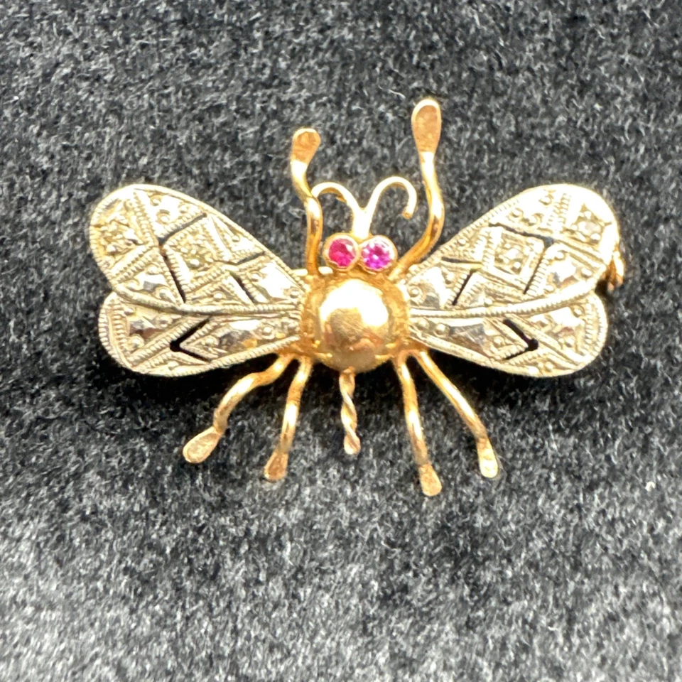 Broche mosca diamante oro 14k Foto 1 de 4