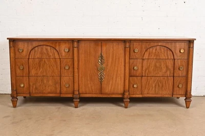 French Regency Louis XVI Burled Walnut Long Dresser or Credenza by Mount Airy - Image 1 of 4
