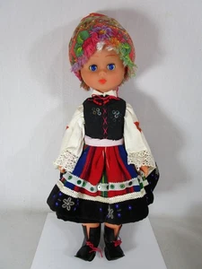 Volkskunst Vintage polnische Puppe Handarbeit 18 Zoll groß Augen öffnen schließen - Bild 1 von 8