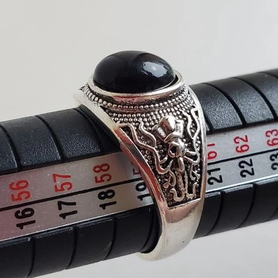 Black Pearl Pirate Ring Silver Tone Octopus Gothic Punk Cosplay Jewelry Size 8 - Image 1 of 4