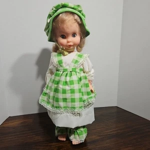 Vintage UNEEDA 1963 Toy Doll 16" Tall Original Green Plaid Outfit Blonde - Picture 1 of 22