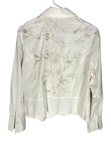 Coldwater Creek Y2K Shirt PXL weiß Blumen Edwardian Cottagecore Academia Top - Bild 1 von 7