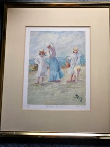 Irene Borg Signed  Lithograph #223/500 "La Plage a Deauville"  Beach Scene Frame - Picture 1 of 8
