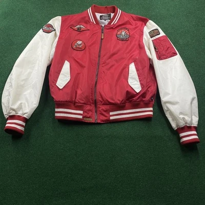 Vintage MA-1 Jacket Mens 4XL Red 80S 90S Top Gun USAF Flight Aviator Bomber Coat - Image 1 of 4