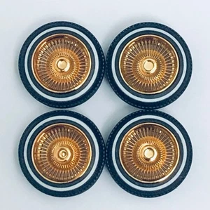 Pegasus 1/24 Rim & Tire Set 1310 "D" Style Gold Rims w/ Whitewall Tires (4) - Picture 1 of 6