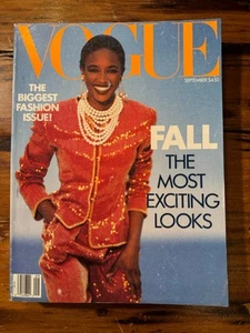 Vintage Vogue Magazine September 1989 Cover Model Naomi Campbell - Picture 1 of 6