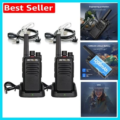 Professionelle Zwei-Wege Walkie Talkies - Freisprecheinrichtung, leicht, robust schwarz Set - Bild 1 von 4