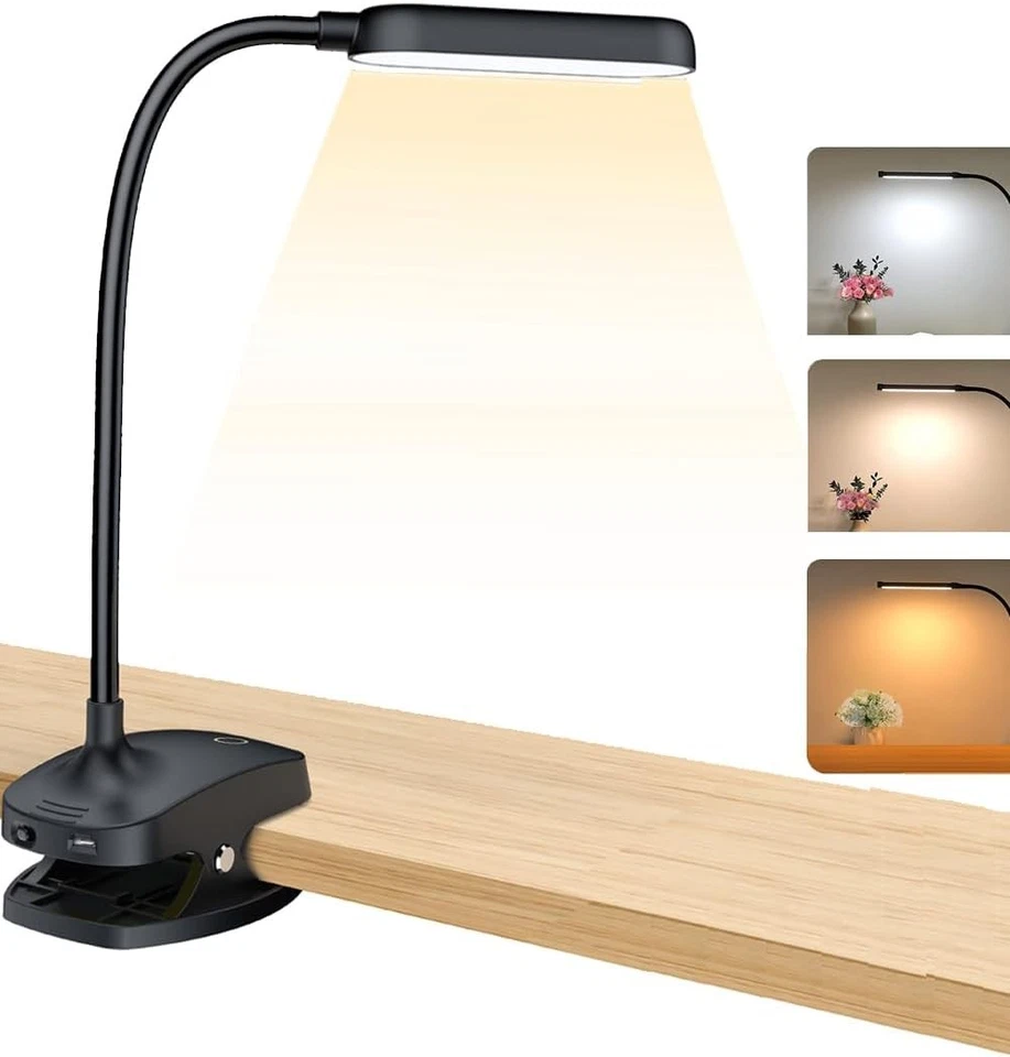 Desk Lamp Battery Operated Rechargeable Clip on Reading Light 2700ma 7w