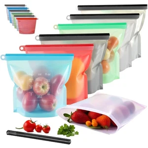 Paquete de 6 bolsas de almacenamiento de alimentos de silicona reutilizables Performore | 9,5" x 8,5" x 2" | Le... - Imagen 1 de 9