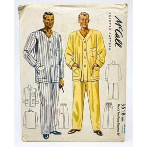 1939 Herren Zweiteiler Pyjama Muster McCall’s 3518 Med 38-40 Vintage Medium - Bild 1 von 2