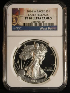 2014 W 2014W PF70 ULTRA CAMEO NGC AMERICAN EAGLE UNCIRCULATED SILVER DOLLAR #46 - Picture 1 of 4