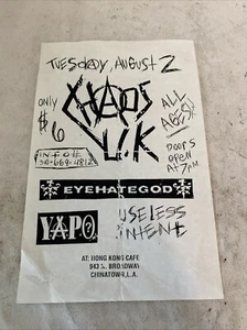 Vintage Original Flyer YAPO Eyehategod CHAOS UK @ Hong Kong Cafe - Picture 1 of 8