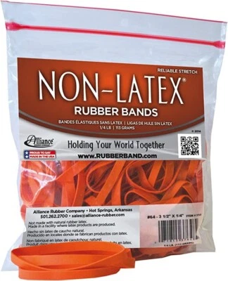 Alliance Rubber 37646 #64 Non-Latex Rubber Bands, 1/4 lb bag contains approx. 95