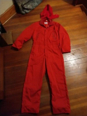 Terno mecânico de esqui na neve vintage SEARS isolado masculino médio peça única com capuz - Imagem 1 de 4