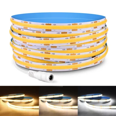2m-20m COB LED Streifen WW/NW/CW Lichtband Stripe Lichterkette Selbstklebend 12V - Bild 1 von 4