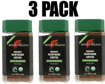 Mount Hagen, Organic Fairtrade Coffee, Instant, Decaffeinated, 3 PACK, 100 g ea - Image 1 of 2