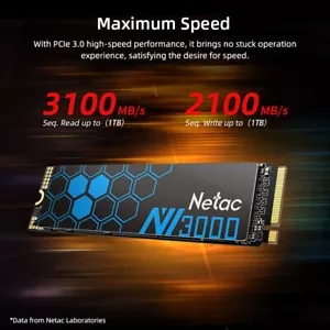 Lote de unidades de estado sólido internas Netac 2 TB 1 TB 500 GB 120 GB SSD M.2 PCIe 3.0 Gen3 - Imagen 1 de 16
