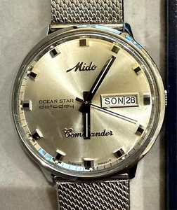 Mido Commander Autom. Ocean Star Datoday Aquadura Milanese 8419 Vint. 80er Jahre - Bild 1 von 10