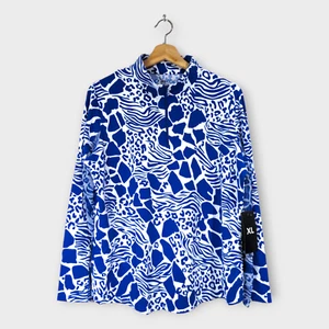 IBKUL Women's Bianca L/S Zip Mock Neck Golf Top (Blue/White) - XL - Picture 1 of 2