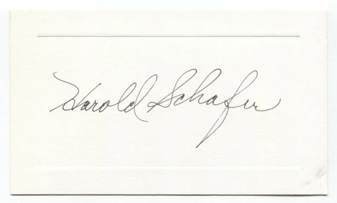 Harold Schafer Signed Card Autographed Signature Businessman Gold Seal Cover