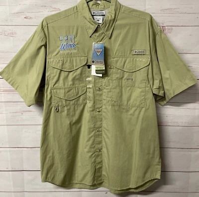 Tulane Green Wave New Orleans Columbia PFG Bonehead Fishing Shirt Mens Small NEW - Image 1 of 4