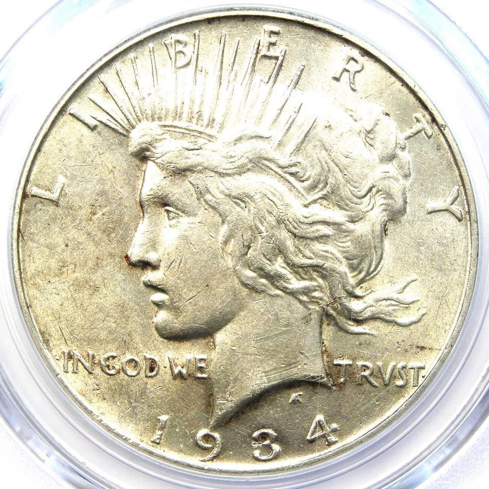 Moneda de $1 dólar de plata de la paz 1934-S - Certificado PCGS AU Detalles - ¡Fecha rara! Foto 1 de 4