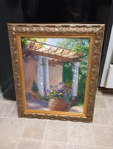 Lisa Fields Fricker Biographical Sketch Framed Painting Signed - Picture 1 of 9