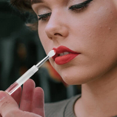 Aplicador de brilho labial 4 peças escova de sombra dupla face ferramenta de esfoliação labial silicone - Imagem 1 de 4