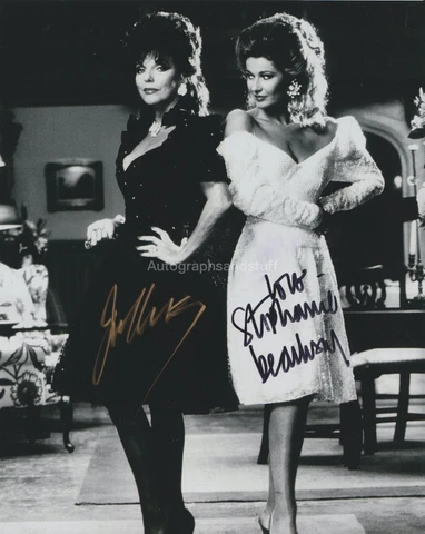 Joan Collins & Stephanie Beacham Hand Signed 8x10 Photo Autograph, Dynasty Cover