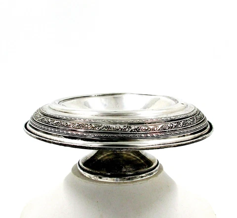 Vintage Sterling Silver 201gr Art Nouveau Pedestal Compote Dish Rolled Edge Rare Cover