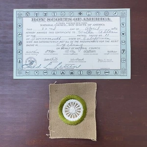 CYCLING ✨TYPE A SQUARE PATCH ✨ Boy Scouts Patch 1930 Merit BADGE CERTIFICATE BSA - Picture 1 of 11