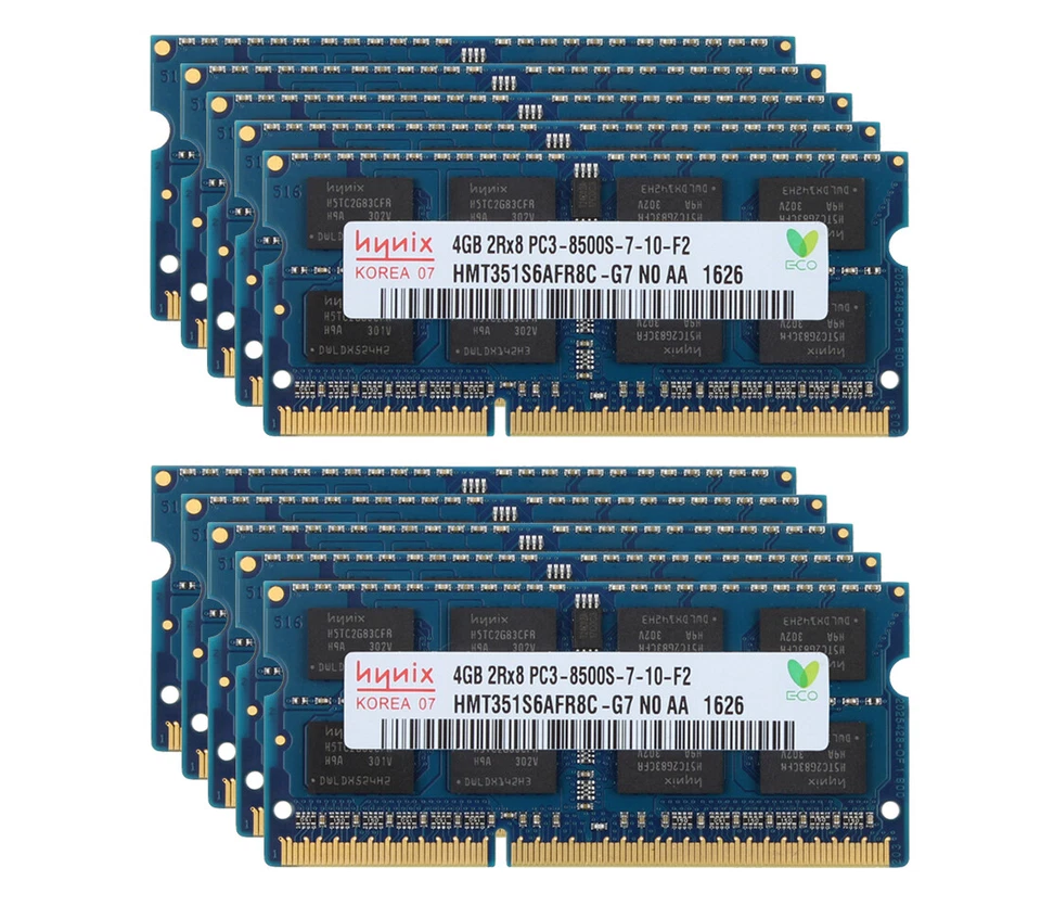 LOT Hynix 4 GBx10 2Rx8 DDR3 1066MHz PC3-8500s 204PIN SO-DIMM RAM Laptop Memory - Image 1 of 4