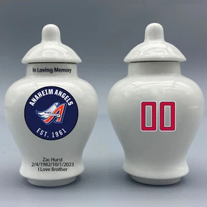 Keramik Mini Urne für Los Angeles Angels Baseball Motiv, Wunschtext & Nummer - Bild 1 von 5