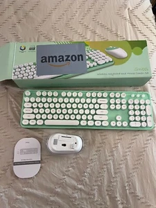 Wireless Keyboard Mouse Combo - Retro Round Keycap Typewriter Style Keyboard - Picture 1 of 6
