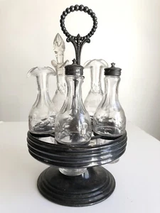 Antiguo Victoriano Placa de Plata Castor Cruet 5 Botellas Condimento Set Caster - Imagen 1 de 11