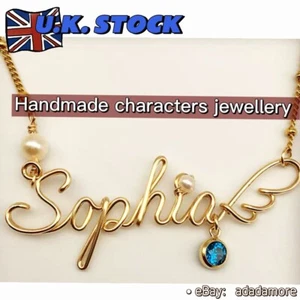 14K vergoldet personalisiert Handarbeit Schmuck Namenskette individuelle Halskette - Bild 1 von 15