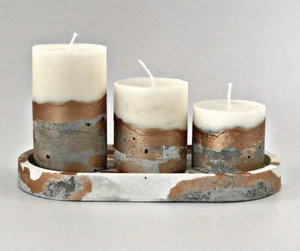 4pc Scented Pillar Candles Nordic Tray Gift Set Candle Copper Handmade Luxdecor6 - Picture 1 of 6