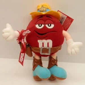 Pequeño M&M's Caramelo Peluche Rojo Caramelo Vestido Como Vaquero 9,5" Alto WALMART - Imagen 1 de 2