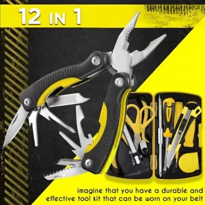 Mini Multitool Knife 12in1 Small Pocket Camping Multi Tool With Knife And Pliers - Picture 1 of 8