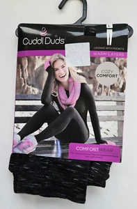 CUDDL DUDS Women's L Legging WARM LAYERS Cotton Wear Bottoms Stretch Black Novel - Picture 1 of 2