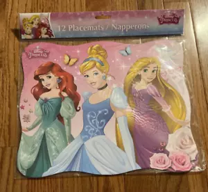 12pc Paper Placemats Disney Princess Sculpted Belle Ariel Rapunzel Pink - Picture 1 of 4